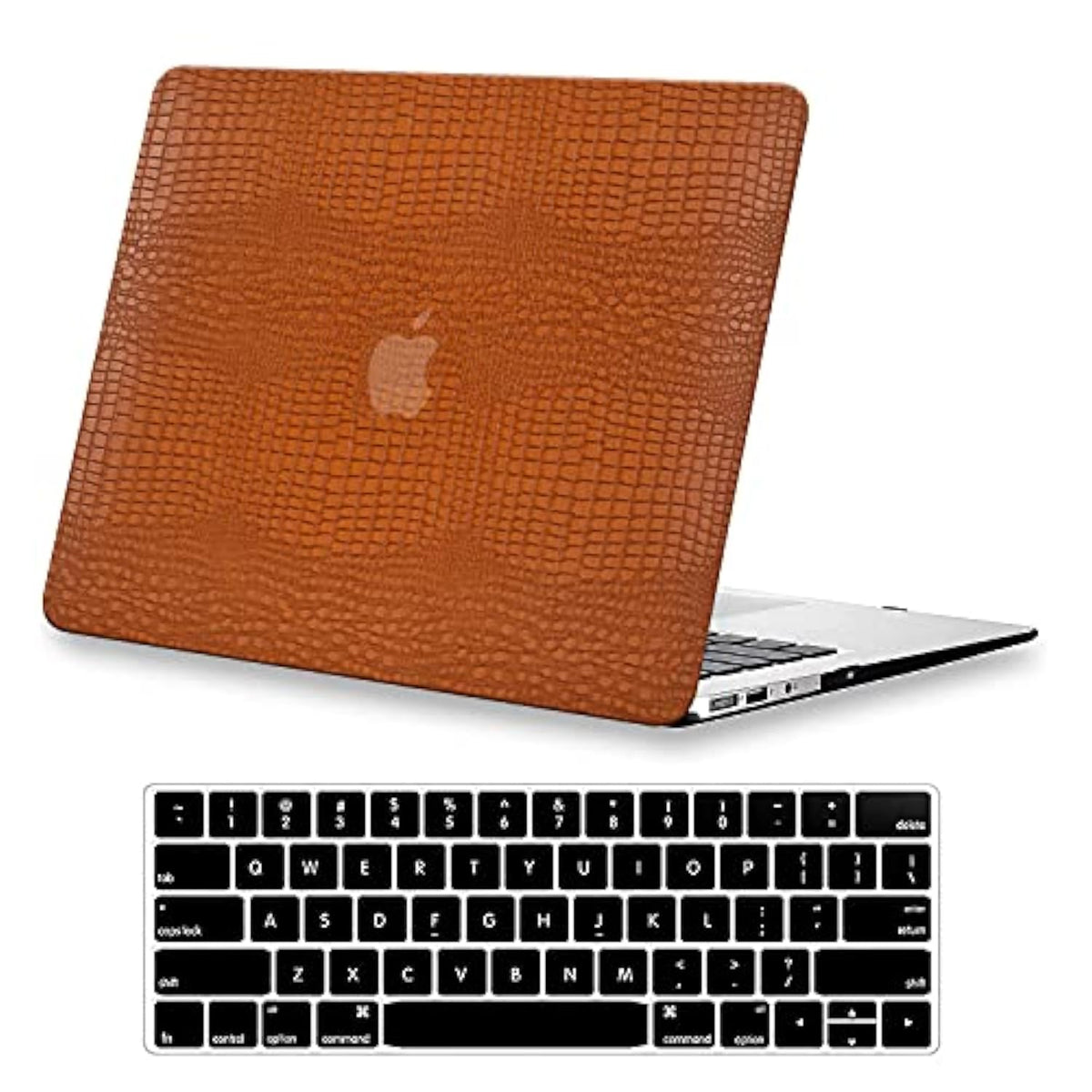 Compatible For Macbook Air 13 Inch Case 2021 2020-2018 A2337 M1 A2179 A1932, Crocodile Skin Alligator Pu Leather Hard Shell Snake Skin Cover For Macbook Air 2020 Case & Keyboard Cover, Brown