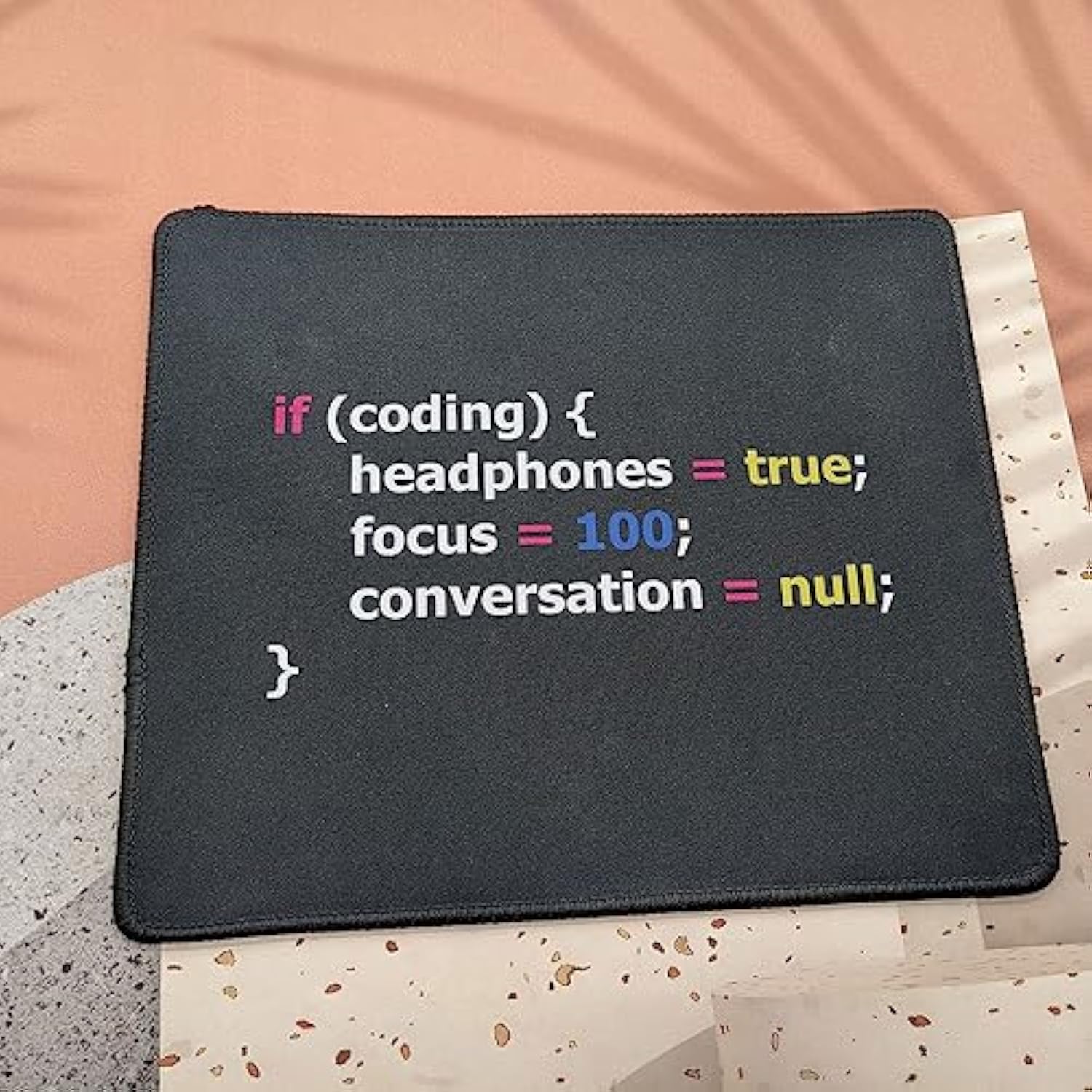Funny Joke Programming Mouse Pad - It Support, Software Developer Gift - 9.5 X 7.8 Inch, Black, Polyester And Rubber
