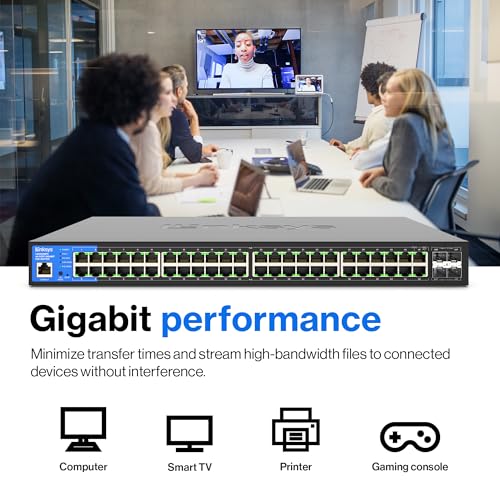 Lgs352Mpc 48 Port Gigabit Network Poe+ Switch @ 740W With 4 X 10G Uplink Sfp+ Slots - Advanced Security, Qos, Static Routing, Vlan, Igmp Features - Metal Housing, Desktop / Wall Mount