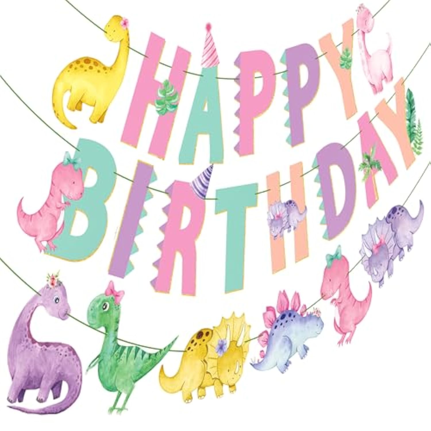 Dinosaur Birthday Party Banners 3Pcs Pastel Dinosaur Birthday Decorations For Girls Dino Theme Party Decorations Baby Shower Supplies
