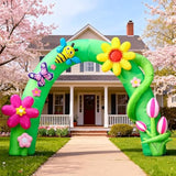 8Ft Spring Inflatable Arch With Flower Outdoor Decoration, Blow Up Easter Decoration, Built-In Leds For Holiday Party, Garden, Lawn, Yard, Patio, Indoor, Outdoor