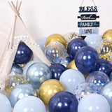 Navy Blue Gold Balloon, 60 Packs 12 Inch Metallic Blue And Macaron Blue Balloons With Metallic Gold Confetti Balloons For Birthday Party Decorations, Wedding, Bridal Shower, Baby Shower, Graduate