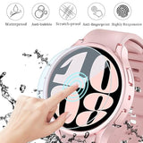 [6+6Pack] For Samsung Galaxy Watch 6 Screen Protector Case 40Mm, Antifog Tempered Glass And Waterproof Hard Pc Protective Bumper Cover Compatible With Galaxy Watch6 40Mm