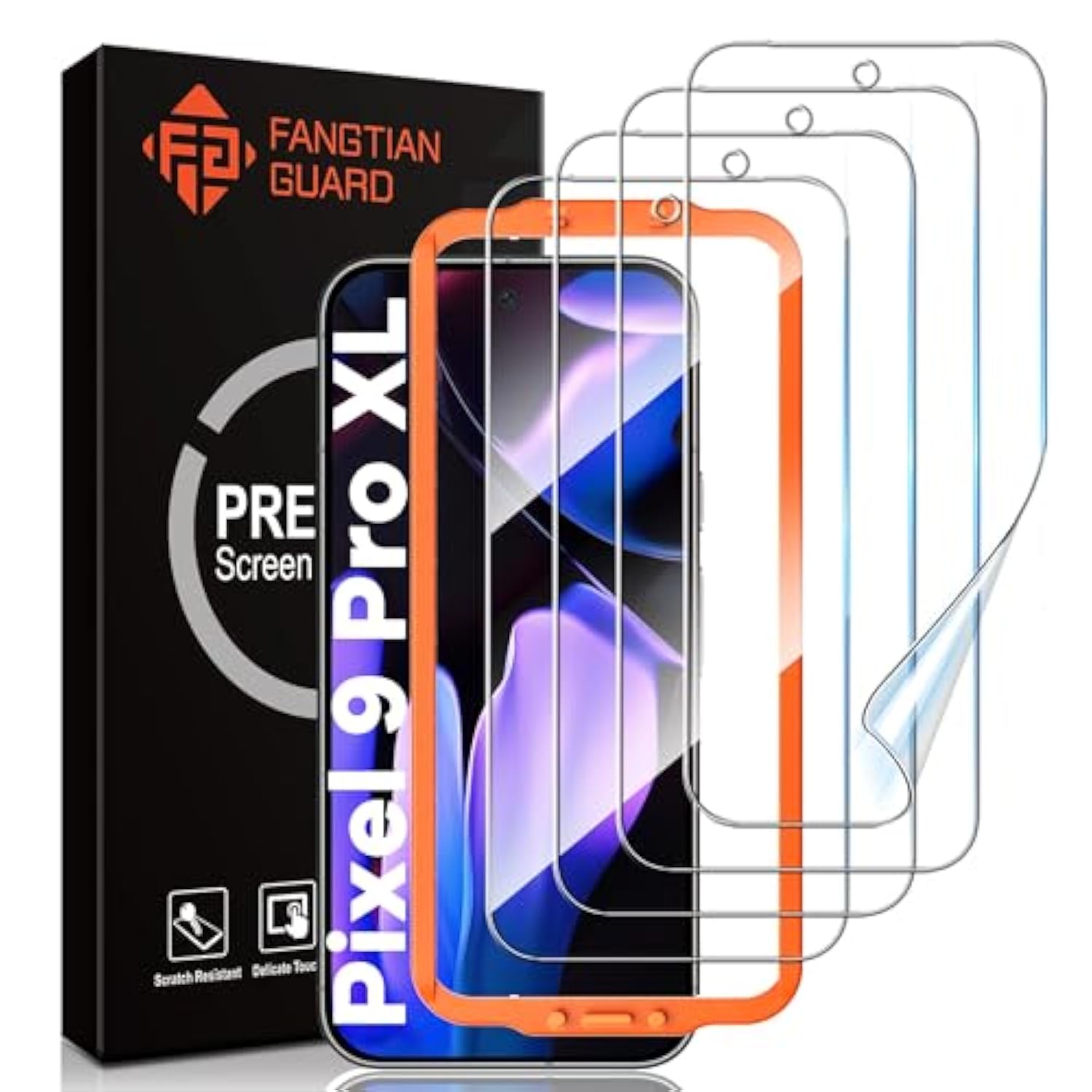 Fangtian [4 Pack] For Pixel 10 Pro Xl | Pixel 9 Pro Xl Screen Protector [Not Glass] - Film For Google Pixel 9/10 Pro Xl Screen Protector [6.8-Inch][Fingerprint Compatible][Alignment Tool][7H Hybrid]