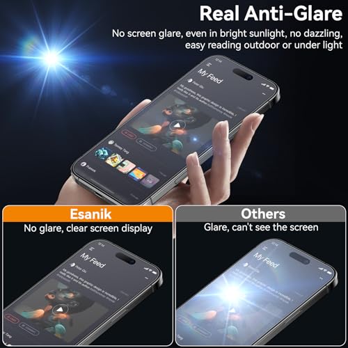 2 Pack Matte Privacy Glass Screen Protector for iPhone 15 Pro Max Anti-Glare & Anti-Spy,Anti-Reflection, Smooth as Silk, Military-Grade 9H