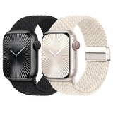 Braided Stretchy Bands with Magnetic Clasp Compatible for Apple Watch Band 38mm 40mm 41mm 42mm 44mm 45mm 46mm 49mm Women Men, Nylon Sport Solo Loop
