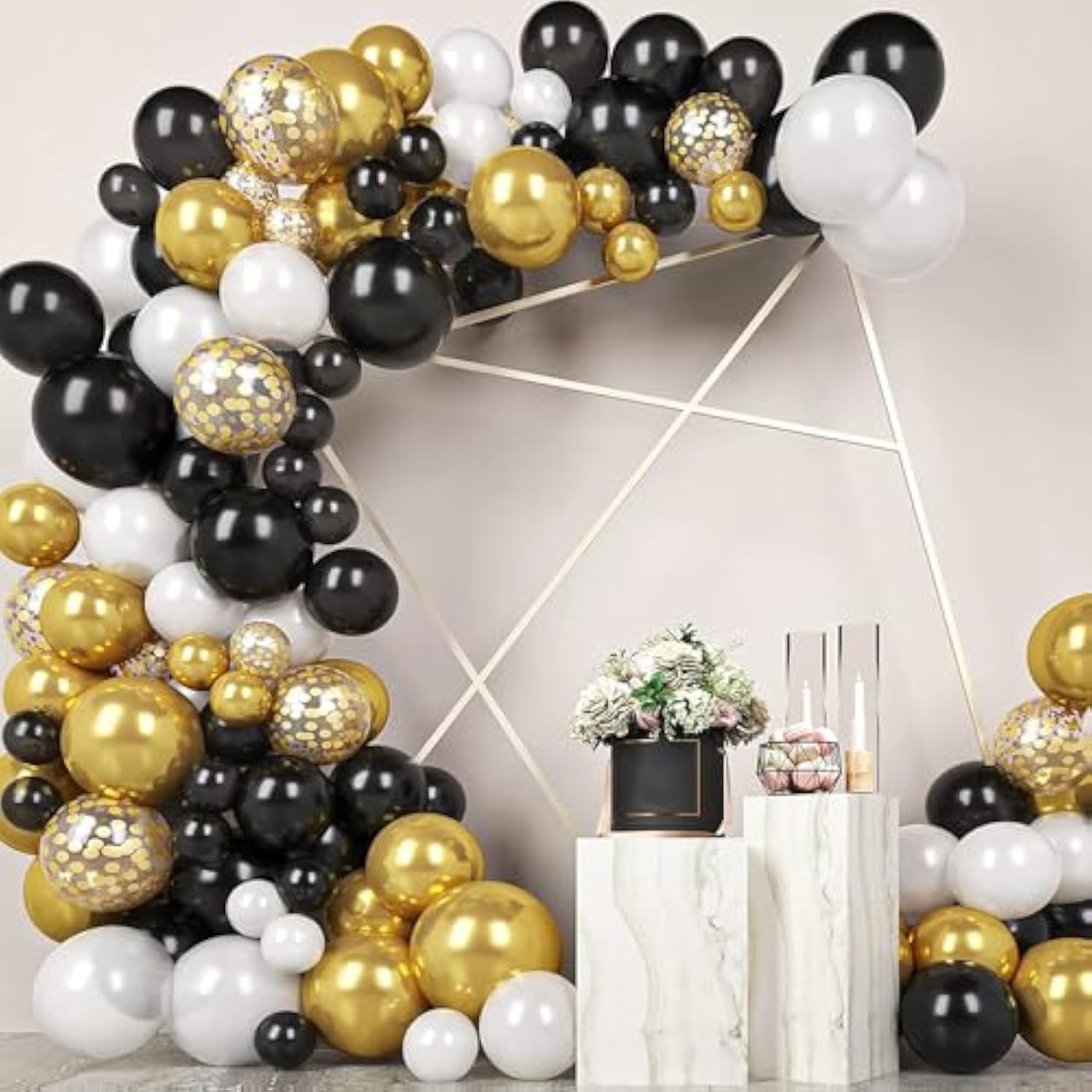 60pcs Gold Black Confetti Balloons 12inch Party Decorations