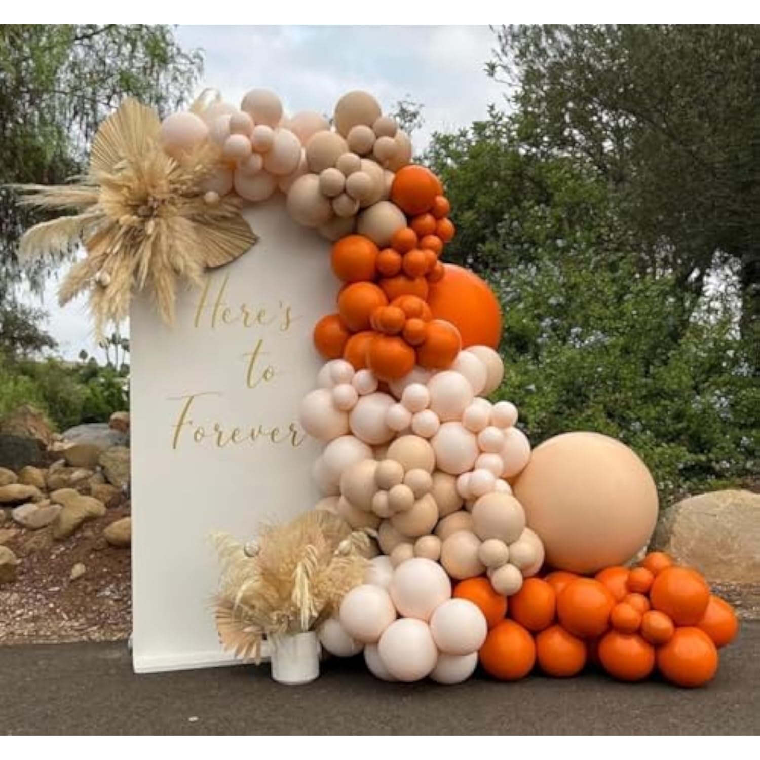 Burnt Orange Balloon Arch Kit: Double Stuffed Cream Peach Balloons