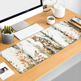 Cute Wolf Gaming Mouse Pad, Forest And Autumn Leaf Mousepads For Gaming Home Office Work, Extended Mats Computer Keyboard Laptop, 31.5×11.8 Inch Large Desk Mat With Non-Slip Rubber Base