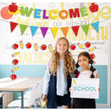 Glitter Welcome Banner And Pennant Banner Colorful Glittery First Day Of School Garland Welcome Back To School Party Fireplace Mantle Decorations Home Classroom Office Photo Booth Props