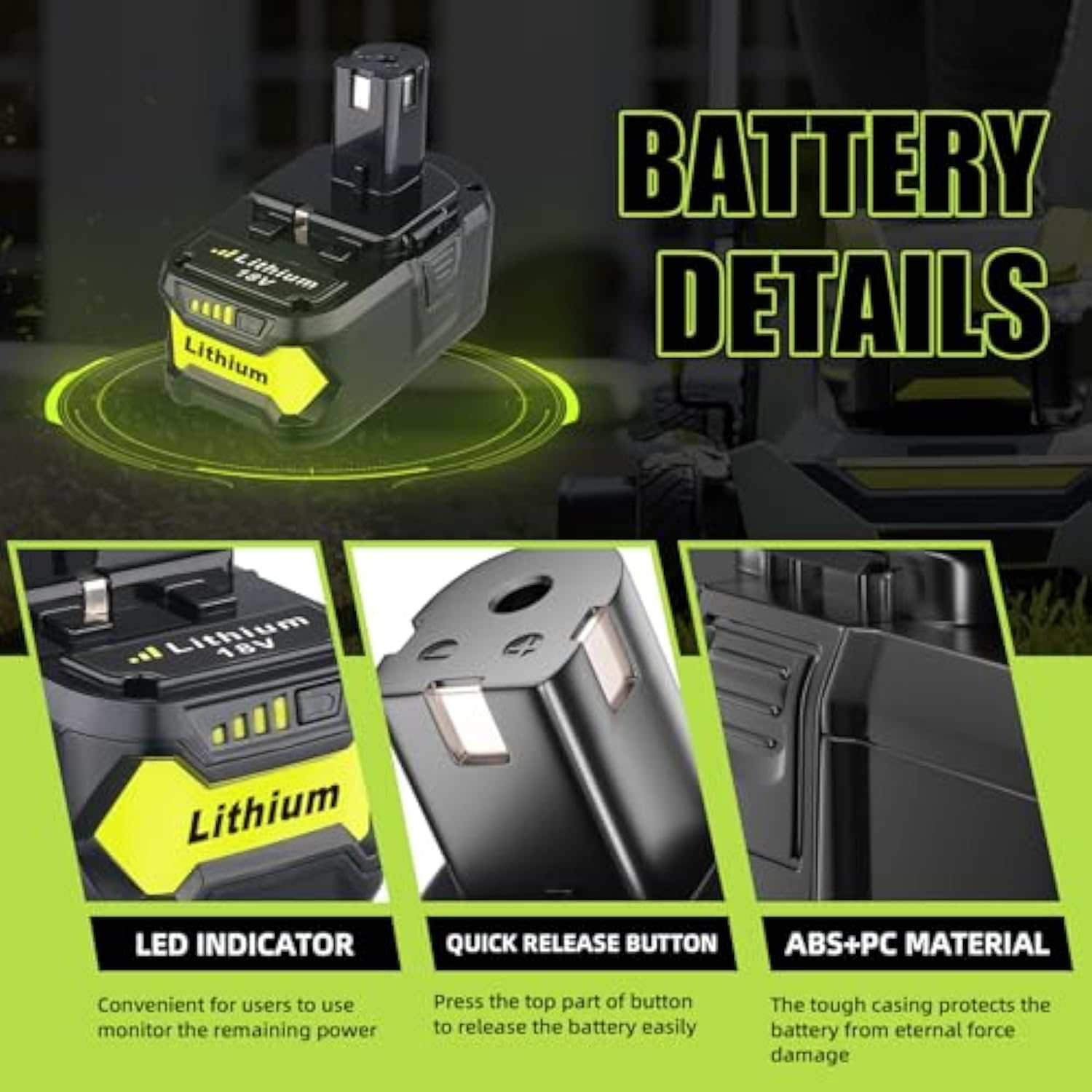 2Pack 6.0Ah Repacement For Ryobi 18V Battery With P117 Charger Compatible With Ryobi Battery 18V P102 P103 P104 P105 P107 P108 P109 Battery & Charger Kit