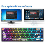 Skyloong Gk68 68-Key Rgb Backlit Gaming Keyboard With Side Transparent Pudding Keycaps, Hot Swappable Red Optical Switches, Type C Wired Knob Mechanical Keyboard For Win/Mac Os