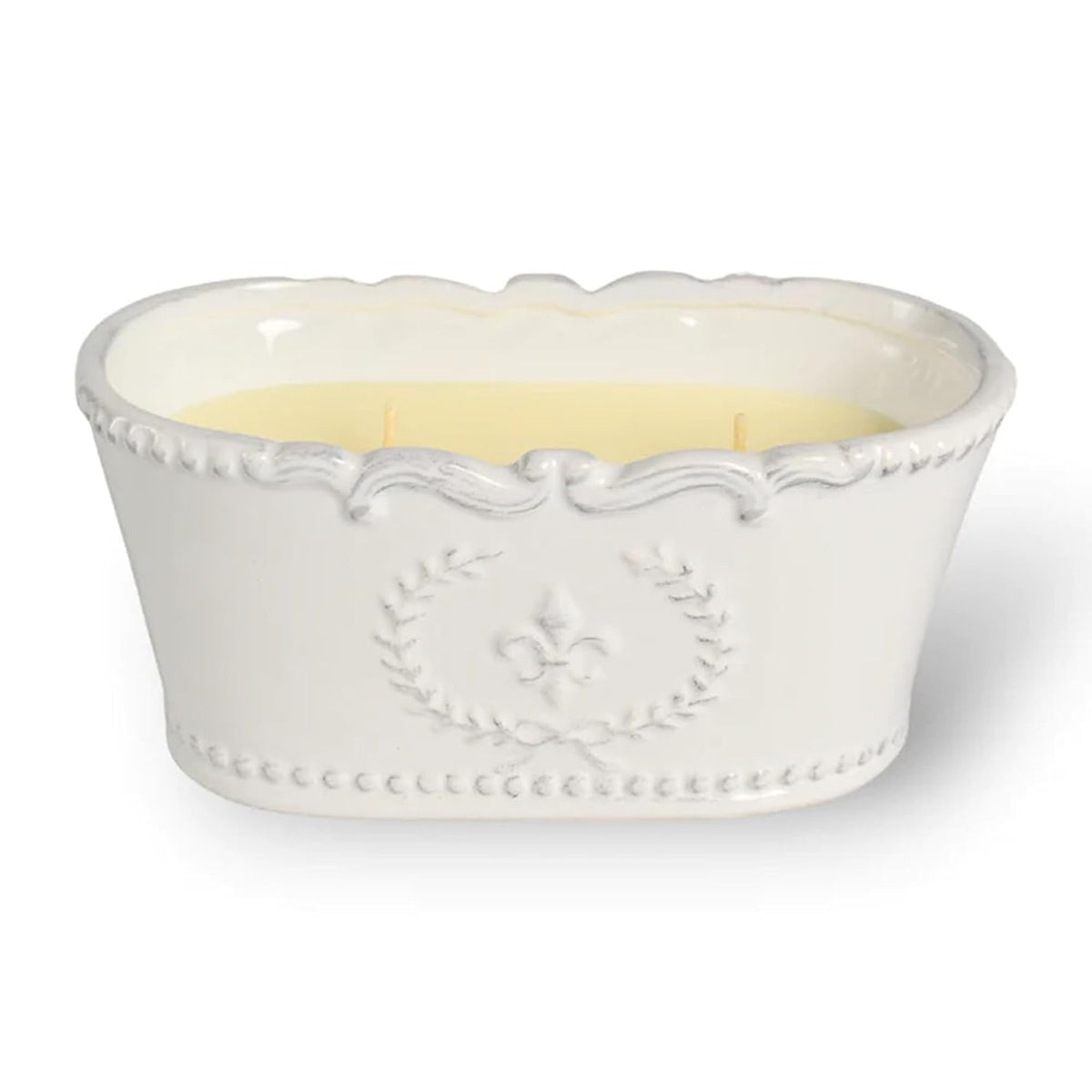 Classic White Oval Marquis Large 20 Ounce Ceramic/Wax Scented Votive Jar Candle For Home Or Office, Opulence, White/Marquis, Bry-Op-20Mq
