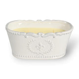 Classic White Oval Marquis Large 20 Ounce Ceramic/Wax Scented Votive Jar Candle For Home Or Office, Opulence, White/Marquis, Bry-Op-20Mq