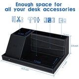 Wireless Charger Desk Nightstand Organizer, Leather Pen Holder Office Supplies Desk Accessories Fast Charging Station, Remote Control Holder, For Iphone Charger Stand Gifts For Men (Black)