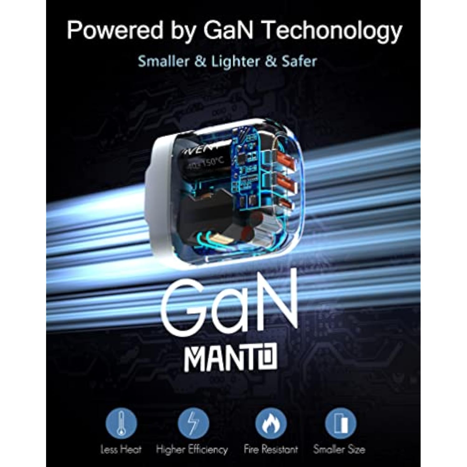 65W Usb C Charger Gan Fast Charger With Interchangeable Us/Uk/Eu Plugs, 3-Port Usb-C Pd & Qc 3.0 Travel Adapter For Macbook Pro, Iphone, Ipad, Galaxy, Dell, Hp, More