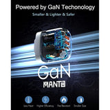 65W Usb C Charger Gan Fast Charger With Interchangeable Us/Uk/Eu Plugs, 3-Port Usb-C Pd & Qc 3.0 Travel Adapter For Macbook Pro, Iphone, Ipad, Galaxy, Dell, Hp, More