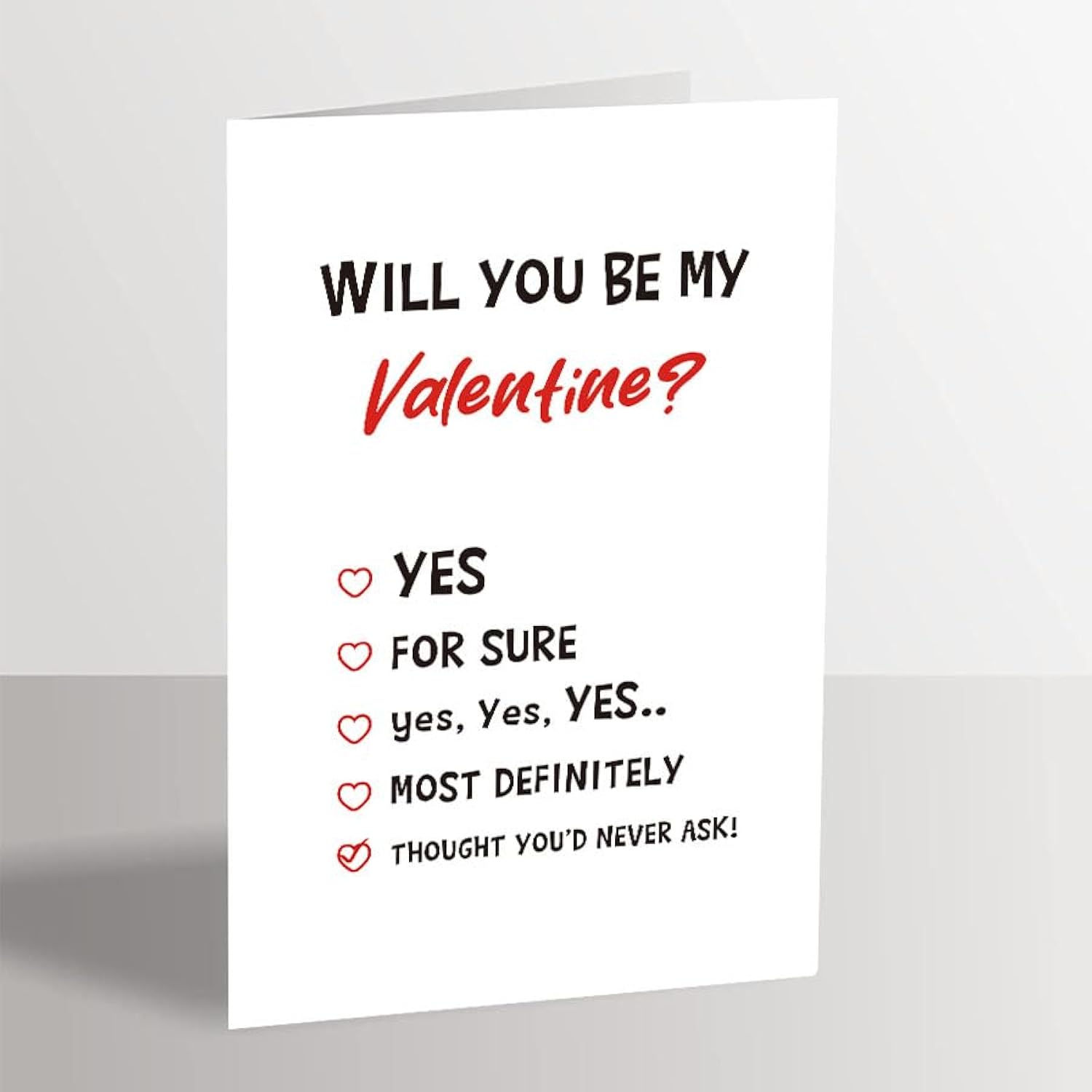 Will You Be My Valentine Cute Valentines Day Greeting Card, Kids Exchange Card, Check Yes, Confession Card, Thought You'D Never Ask!