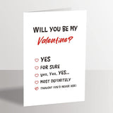 Will You Be My Valentine Cute Valentines Day Greeting Card, Kids Exchange Card, Check Yes, Confession Card, Thought You'D Never Ask!
