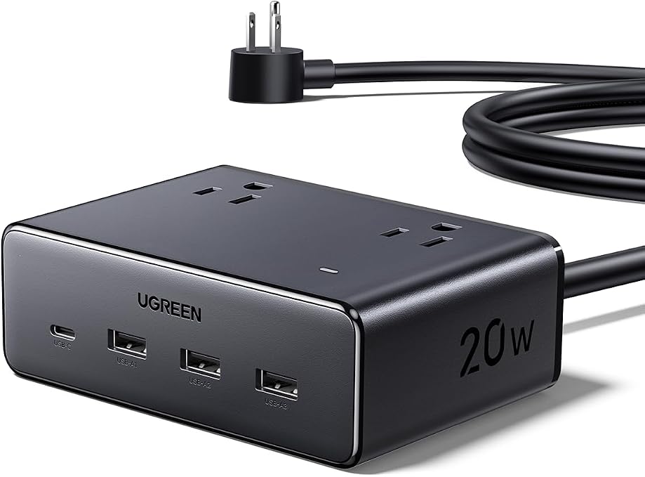 20W Cruise Approved Power Strip with 5FT Cord 4 AC Outlets and USB Ports for Travel