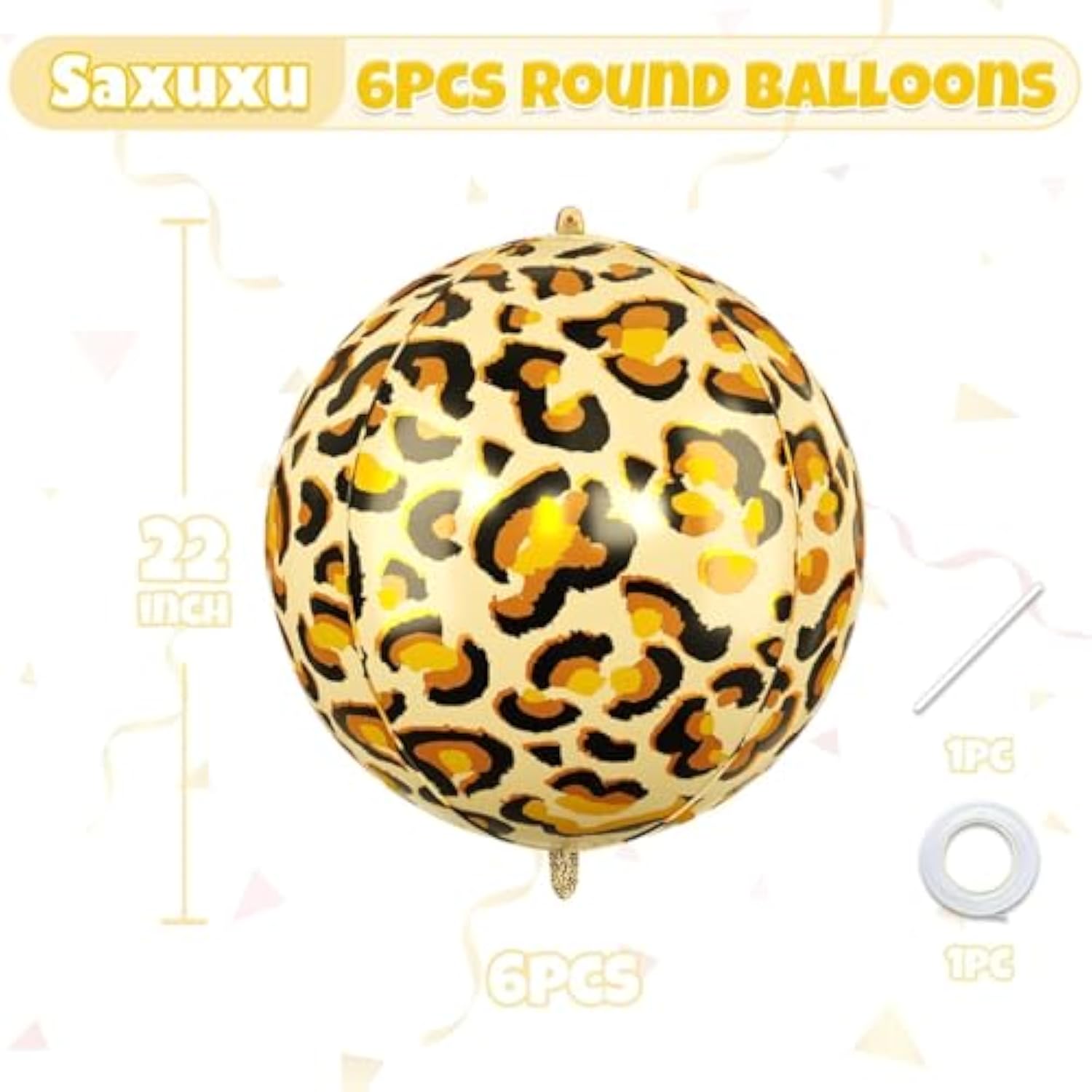 6 Pc 22 Inch Large Metallic Leopard/Cheetah Print Foil Balloons Jungle Party Decor