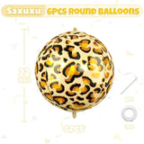 6 Pc 22 Inch Large Metallic Leopard/Cheetah Print Foil Balloons Jungle Party Decor