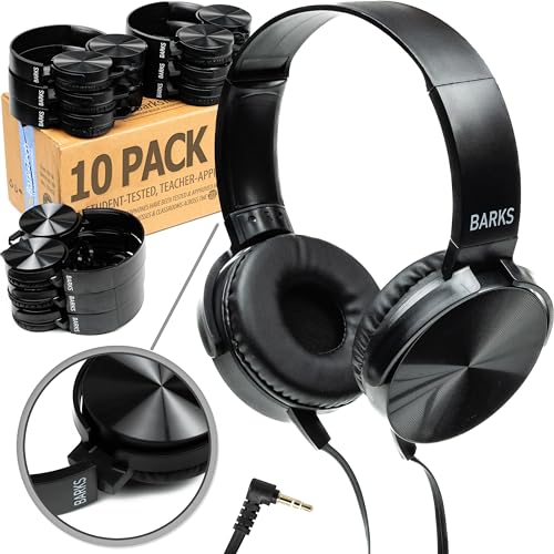 Classroom Headphones (10 Pack): On-Ear Premium Student Bulk Headphones: Perfect for Kids, Grades K-12, Schools & for Class Sets (Great Value,