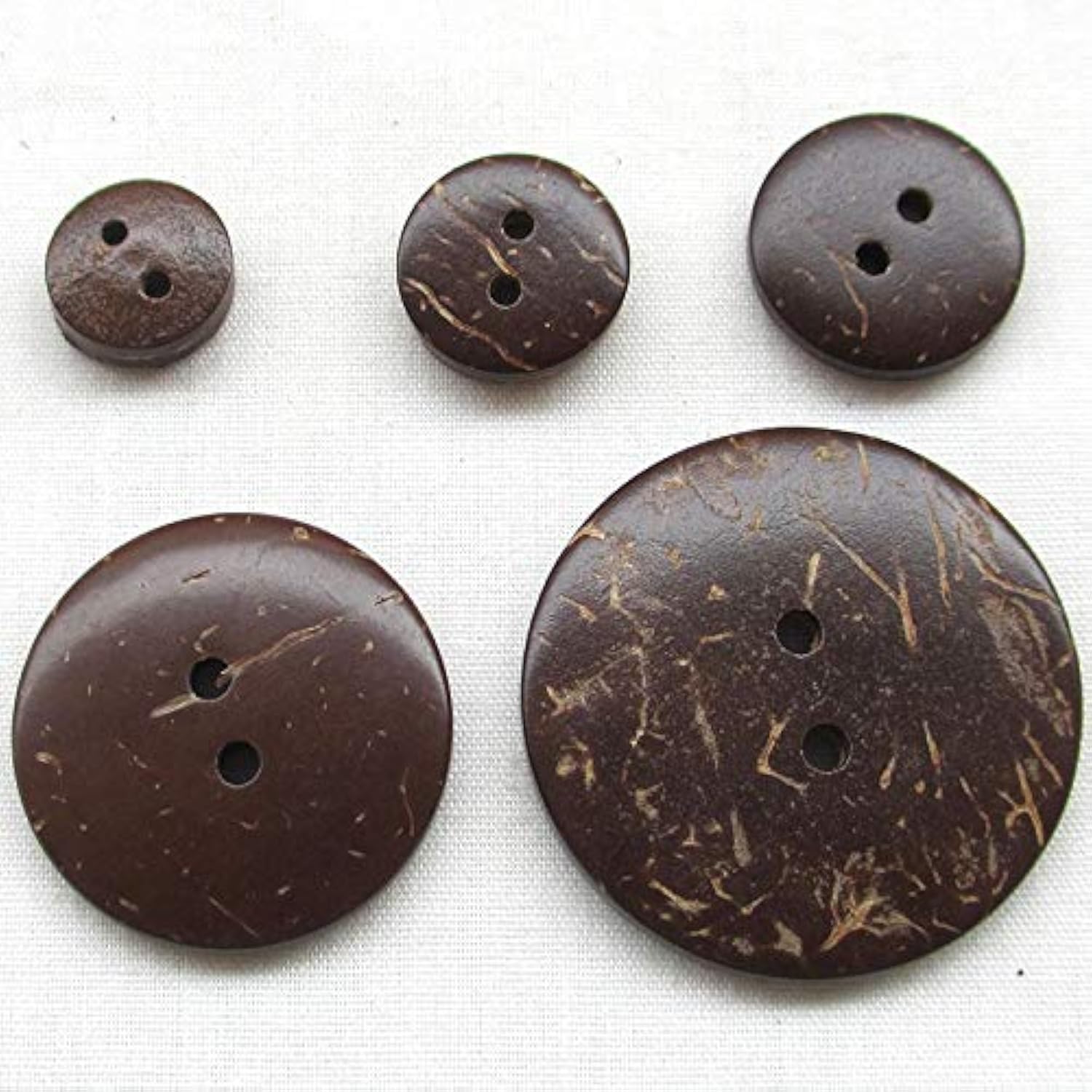 100Pcs 3/8"(10Mm) Brown Natural Coconut Coco Button 2 Holes Craft Clot