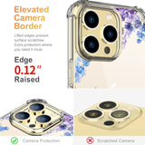 Flower Designed For Iphone 13 Pro Case[With Screen Protector], Floral Clear Women Phone Case Shockproof Protective Soft Tpu Bumper Cover 6.1 Inch 2021 (Lavender/Purple)