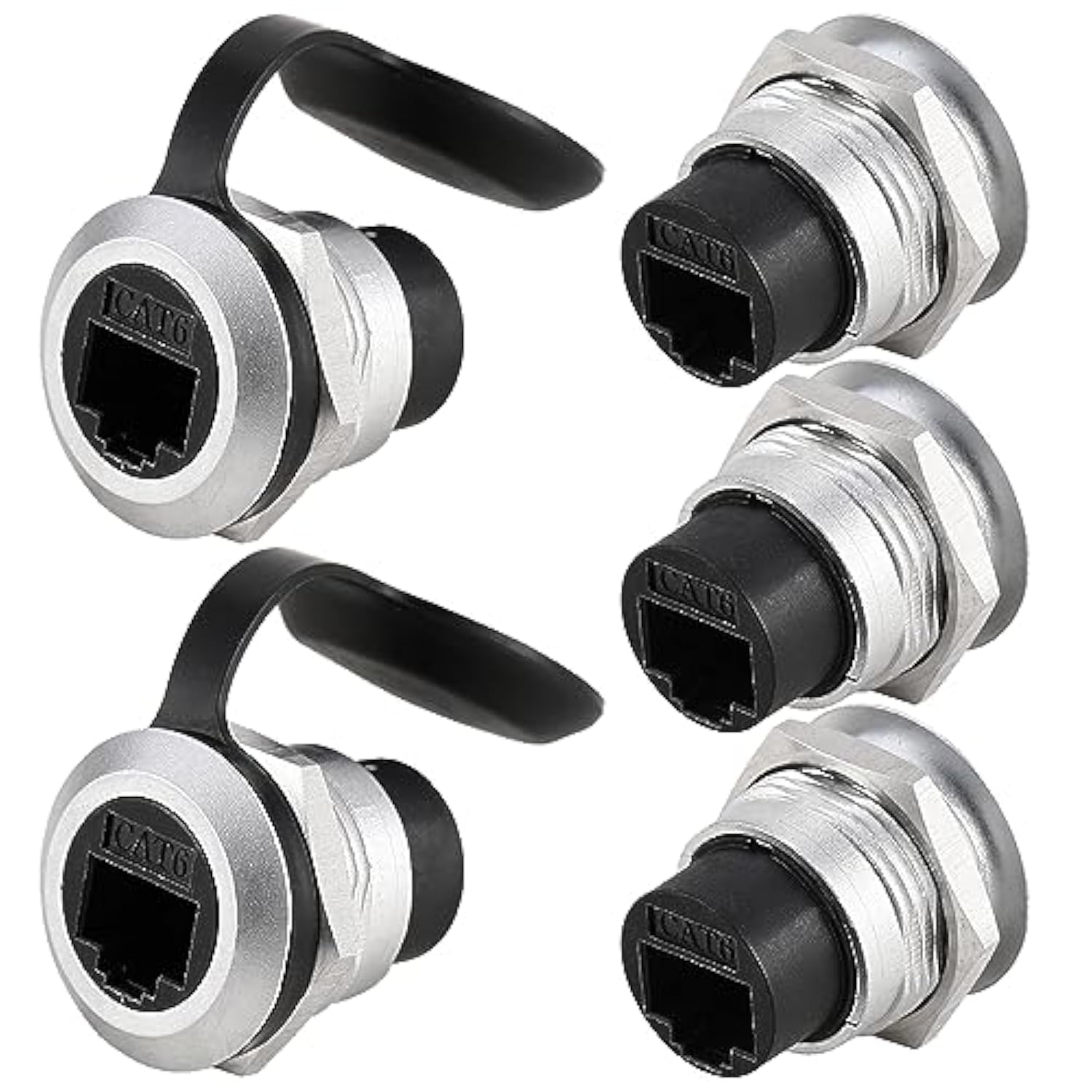 5Pcs Rj45 Cat6 Panel Mount Connector, Cat6 Ethernet Lan Pass Through Coupler,