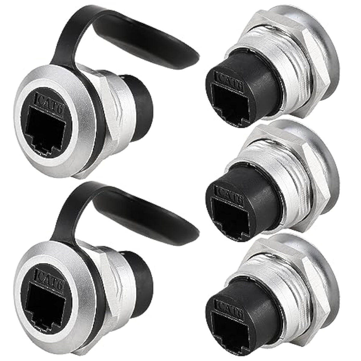 5Pcs Rj45 Cat6 Panel Mount Connector, Cat6 Ethernet Lan Pass Through Coupler,