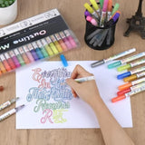 Double Line Outline Markers, Squiggles Shimmer Markers Set, 36 Pack Self Outline Metallic Glitter Marker Pens For Christmas,Art, Drawing, Writing, Greeting Cards, Diy, Scrapbook, Easter Eggs