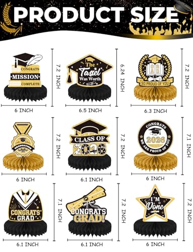 9Pcs Graduation Centerpieces for Tables 2026, Graduation Table Decorations