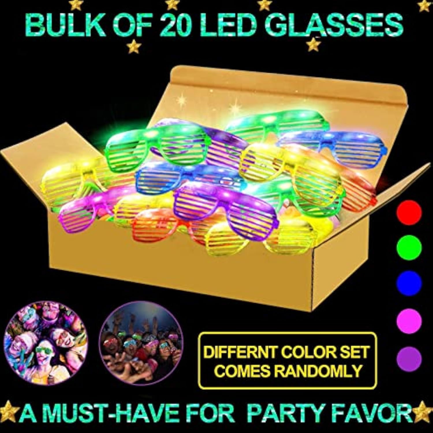 36pc Glow Sticks LED Light Up Glasses Glow in Dark Party Supplies