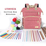Knitting Bag Backpack,Yarn Storage Organizer Travel Crochet Bag With Usb Charging Port,Large Capacity Yarn Storage Tote Bag Yarn Holder Case For Carrying Projects, Knitting Needles, Crochet Hooks Pink