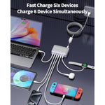 Usb C Charger Block Charging Station 164W 6 Ports Fast Desktop Charger With 4 Usb-C +2 Usb-A 65W Laptop Power For Macbook Pro/Air, Ipad, Iphone 15/15 Pro Max/15 Plus, Galaxy 24/23(White+Purple)