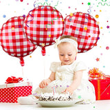 50 Pieces 18 Inches Checkerboard Balloons Aluminum Foil Balloons Party Decorations For Summer Picnic Bbq Party Decor Birthday Holiday Racing Themed Supplies(Red, White)
