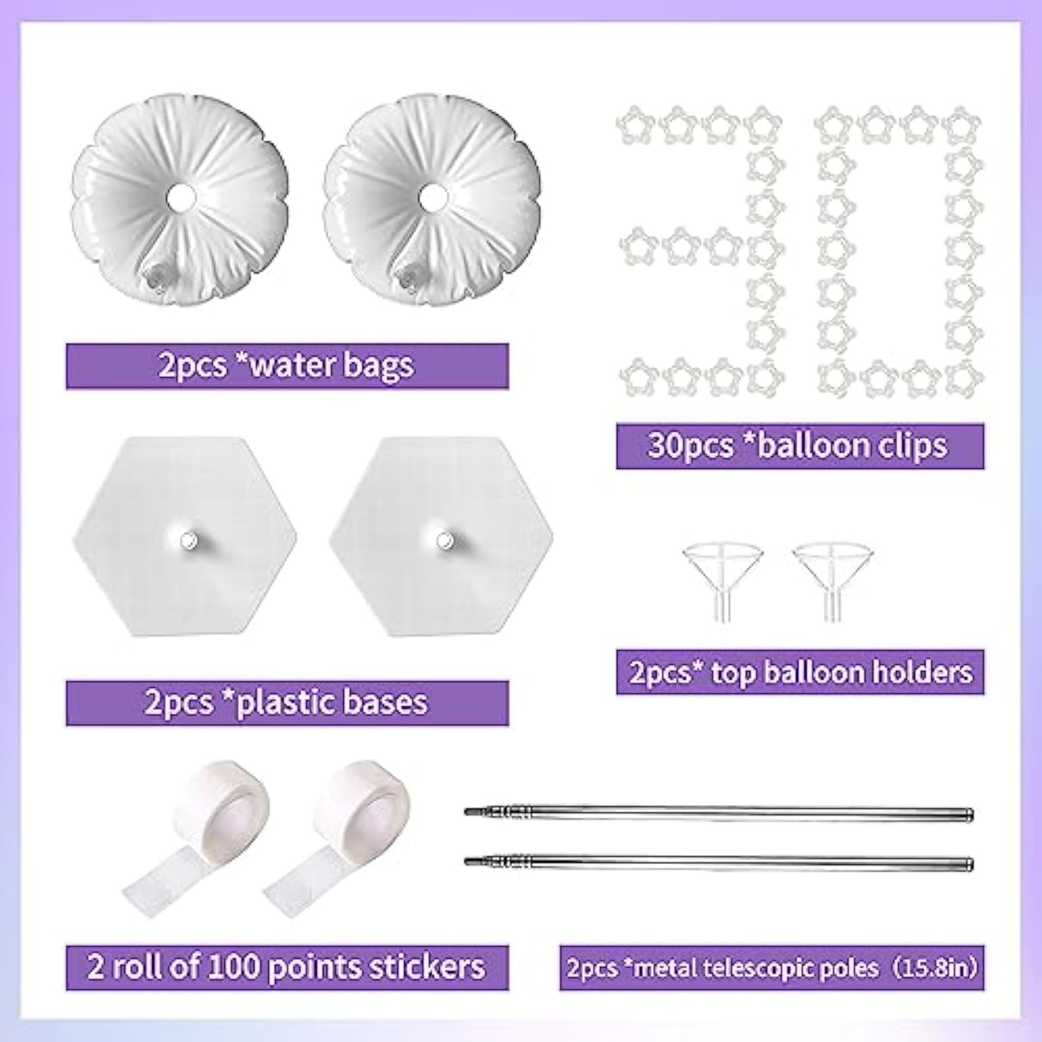 Balloon Column Kit Set Of 2, Balloon Stand For Floor With Base And Metal Telescopic Pillar?6.6Ft Adjustable Height?For Birthday,Graduation,Baby Shower, Wedding Party Decoration