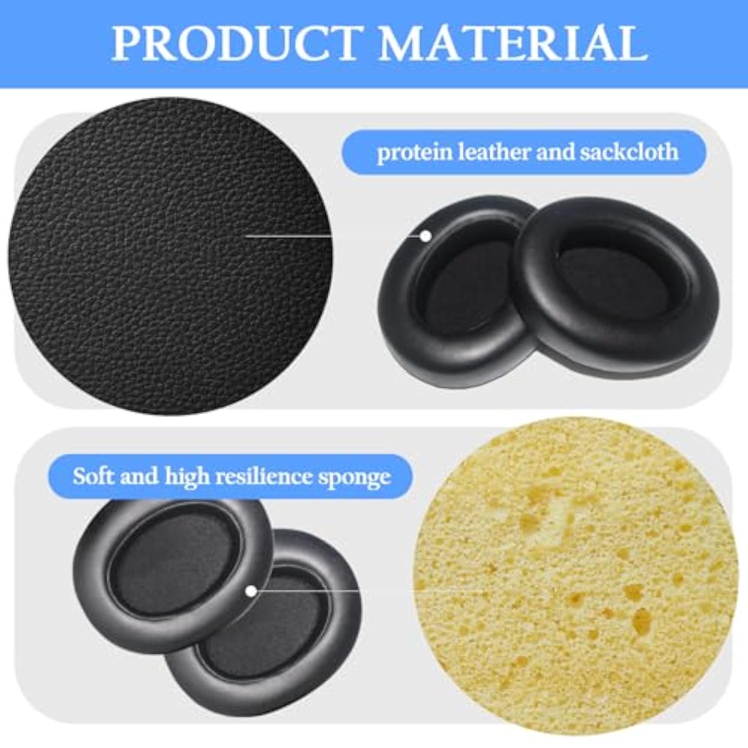 Wh-Xb910N Replacement Earpads Cushions Silicone Headband Pad For Sony Wh-Xb910N Headphone,Protein Leather Headphone Pads,Silicone Headband Protector(Black)
