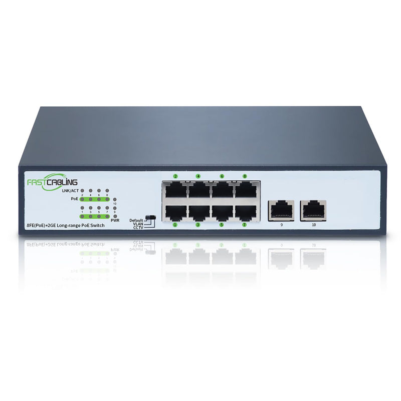 1500Ft 8 Port Long Range Poe+ Switch, Poe Extension With Continuous Run Of Cat