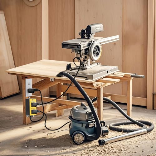 Automatic Vacuum Switch For Power Tool & Table Saw Load Sensing Remote Control Outlet With 2 Outlets: Tool Plugs Into One, Dust Collector Auto-On/Off When Tool Runs (1S Delay On / 7S Delay Off)