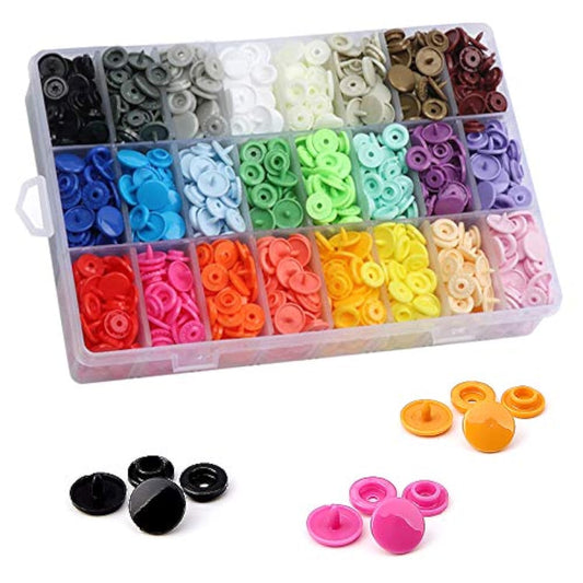408 Sets Plastic Snap Buttons T5 Kam Snaps Fastener Kit For Craft Diy,