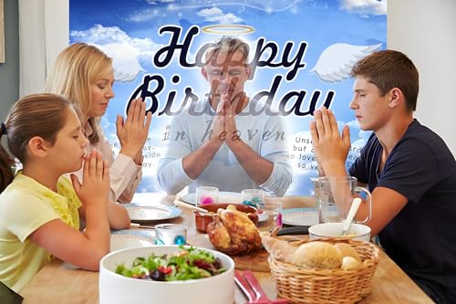 Happy Birthday in Heaven Backdrop Funeral Memorial Flags Celebration of Life Decoration Funeral Themed Party Backdrop Photo Booth