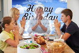 Happy Birthday in Heaven Backdrop Funeral Memorial Flags Celebration of Life Decoration Funeral Themed Party Backdrop Photo Booth