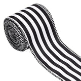 Christmas Ribbon For Tree, Black And White Striped Ribbon Wired Vertic