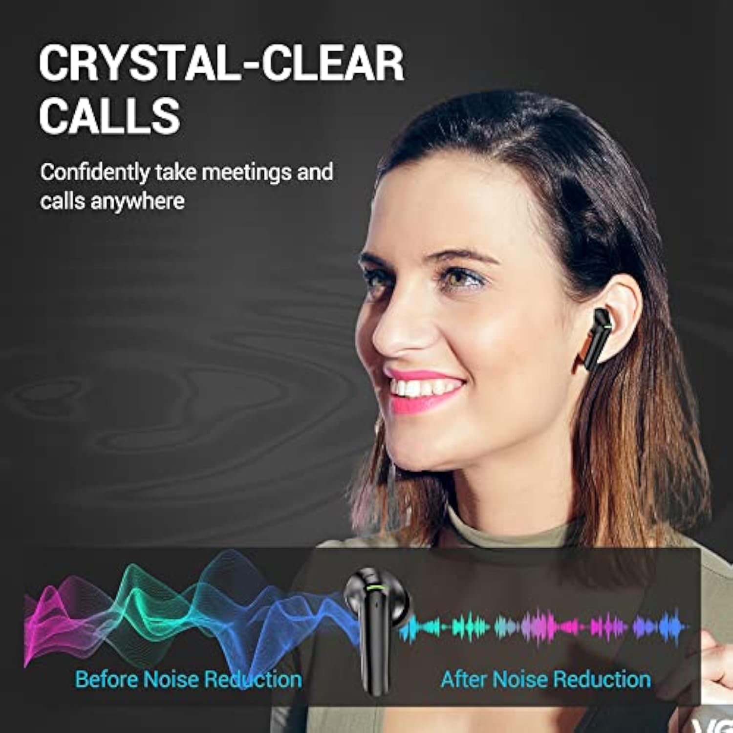 Ear Buds Noise Cancelling Wireless Bluetooth Earbuds With 4 Micro 80H Long Pla