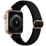 Slim Stretchy Bands Compatible With Apple Watch Band 42Mm 41Mm 40Mm 38Mm, Women Elastics Nylon Thin Strap For Iwatch Se2 Se Series 10 9 8 7 6 5 4 3 2 1 (Black/Rose Gold)