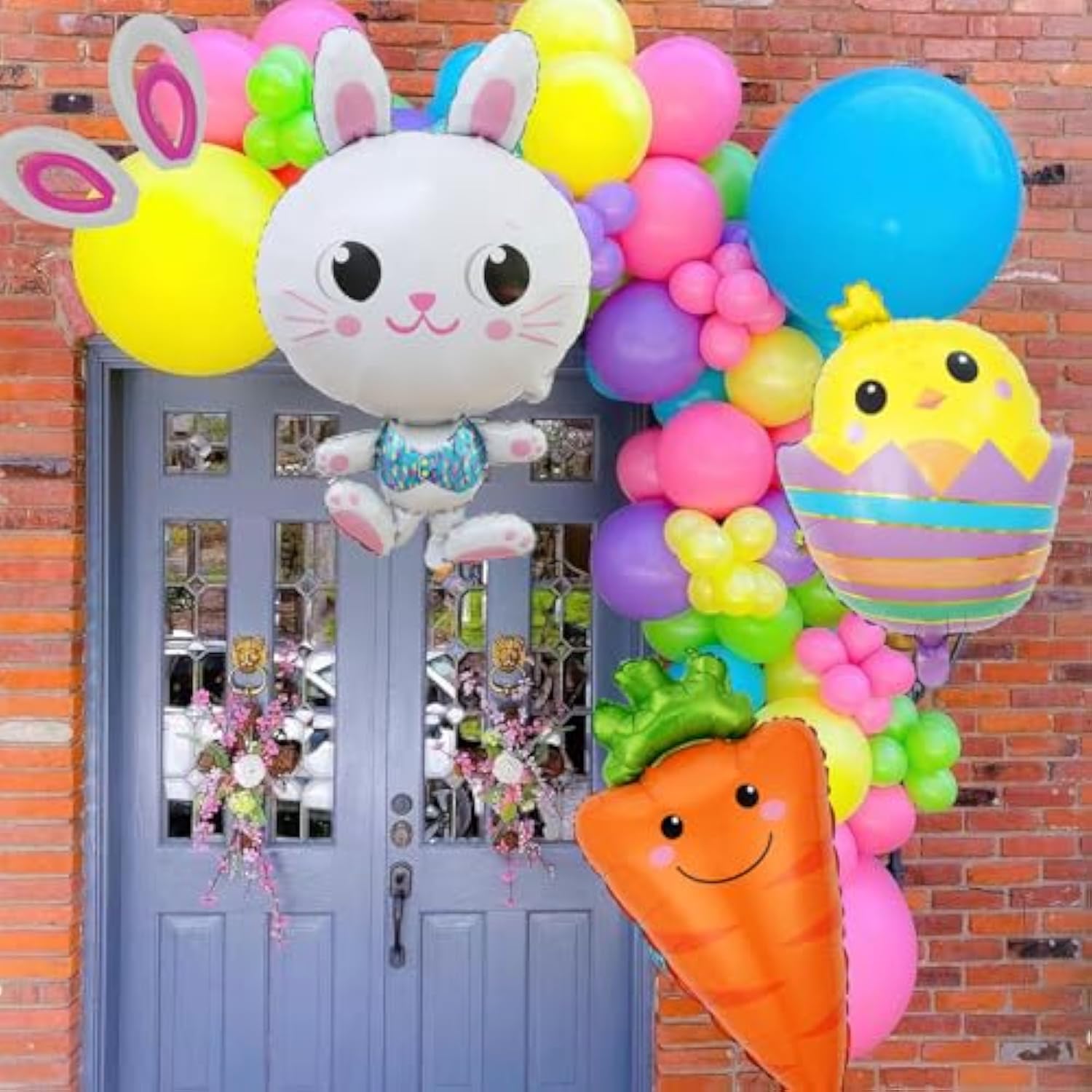 125 Pcs Easter Balloon Garland Arch Kit Spring Decorations Bunny Carrot Easter Egg Foil Mylar Balloons For Spring Party Supplies