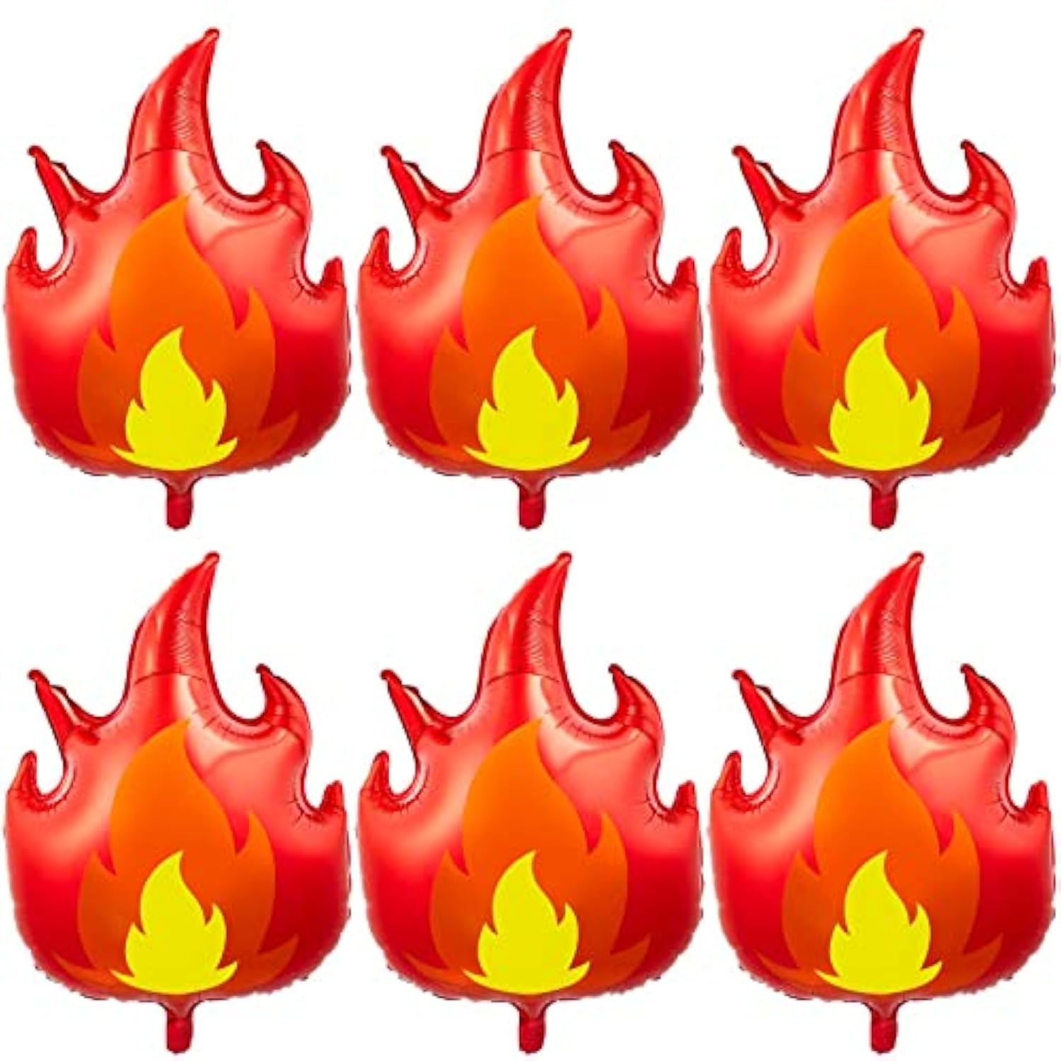 Fire Truck Party Balloons: 32" Firefighter Flame Foil Decor - 6PCS