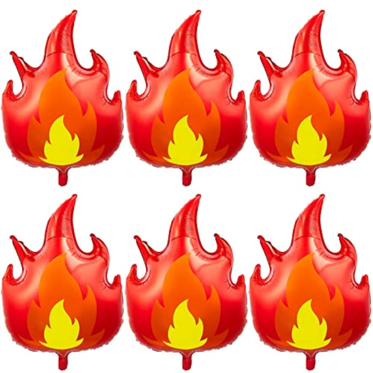 Fire Truck Party Balloons: 32" Firefighter Flame Foil Decor - 6PCS